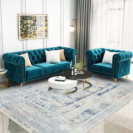 Covor Domino DS02B Gri/ Albastru