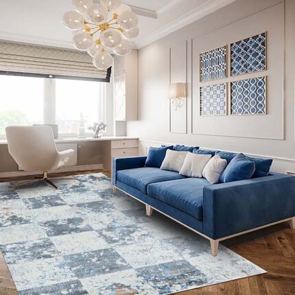 Covor Domino DS06 Gri/ Albastru