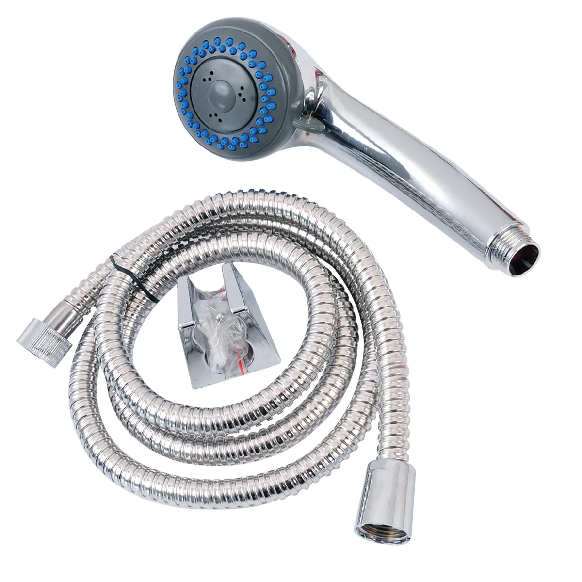 3301102 SET PARĂ DUȘ 3 FUNCȚII ANTI CALCAR + FURTUN FLEXIBIL 150 CM - CROM - imagine 1
