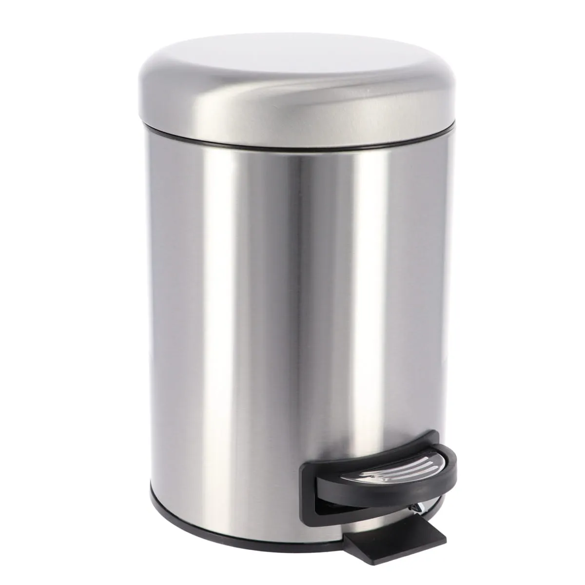 6543102 COȘ GUNOI METALIC CAPAC INCHIDERE LENTA 3L ROTUND - CROM | COȘURI DE GUNOI BAIE - imagine 1