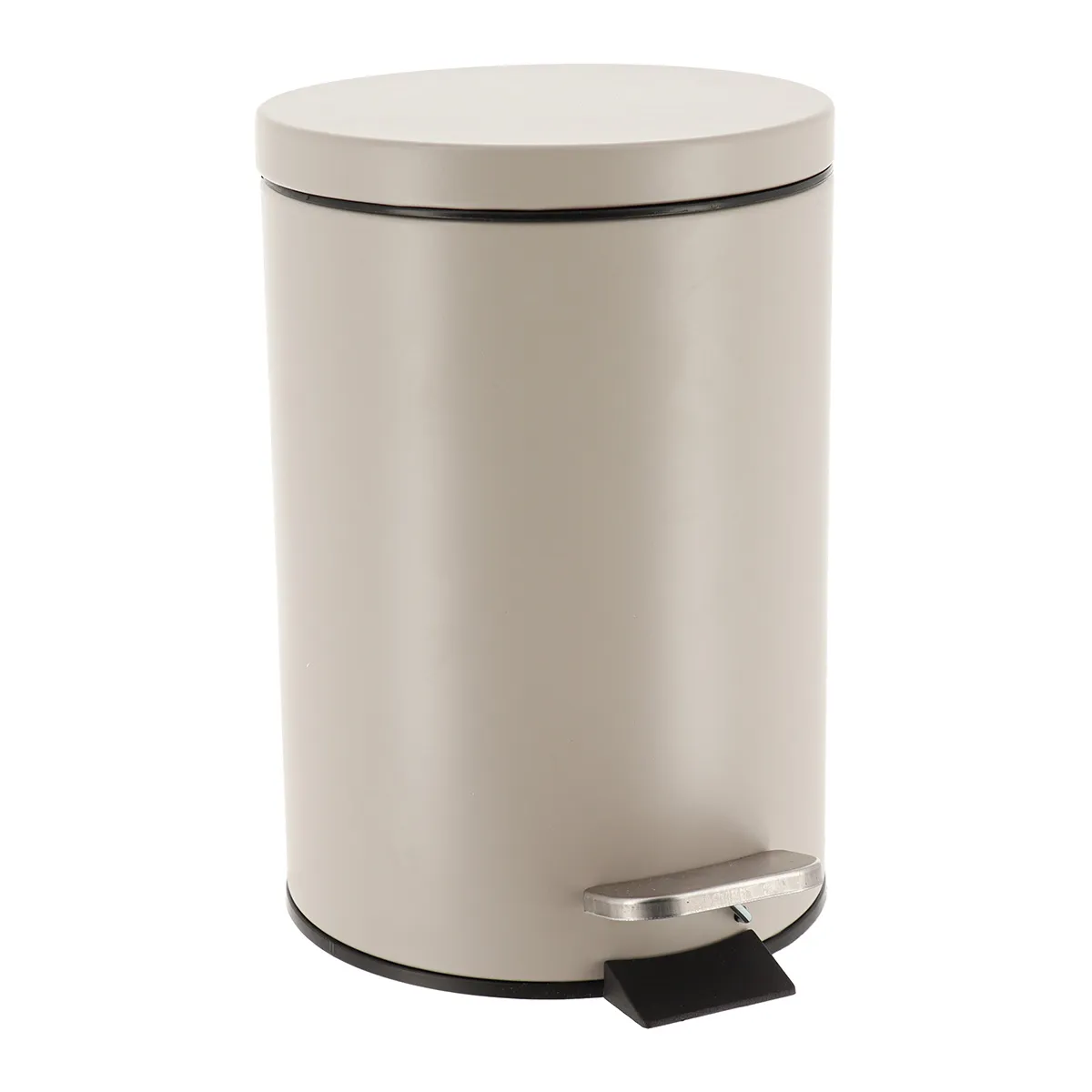 6552165 COȘ GUNOI CU CAPAC OTEL INOX 3L ROTUND - GREIGE | COȘURI DE GUNOI BAIE - imagine 1