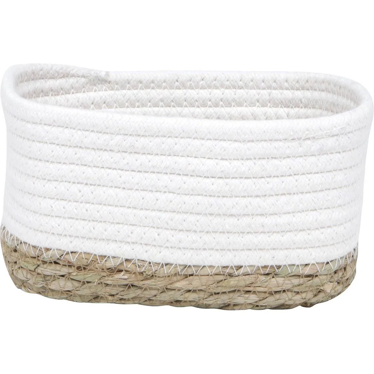 8416421303 COȘ MIC RECTANGULAR BUMBAC / IARBA DE MARE 19X11X10 CM - ALB / BEJ | ORGANIZATOARE BAIE - imagine 1