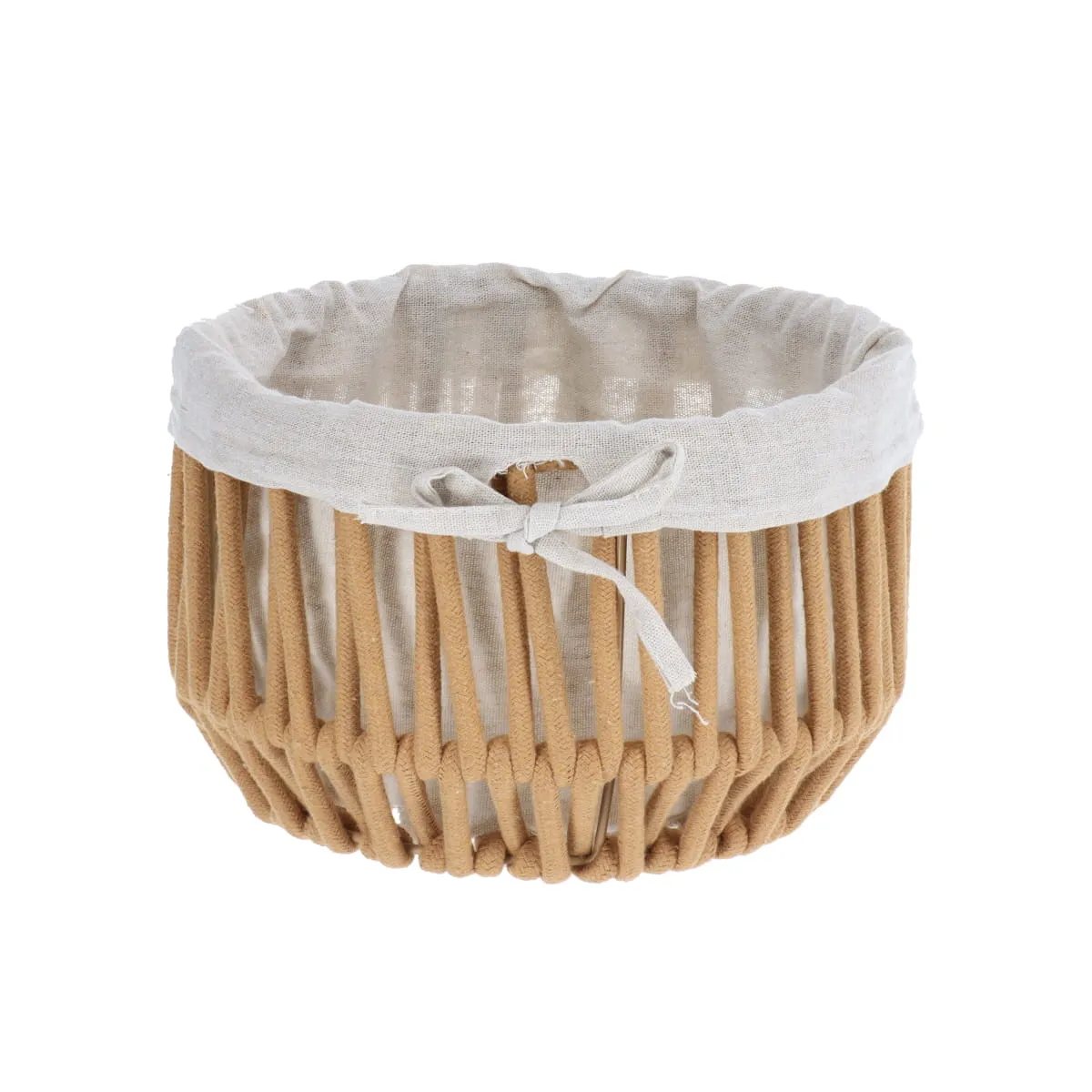 8422716504 COȘ RUFE EFECT SFOARĂ POLIESTER / BUMBAC 26X17 CM - GREIGE | ORGANIZATOARE BAIE - imagine 1