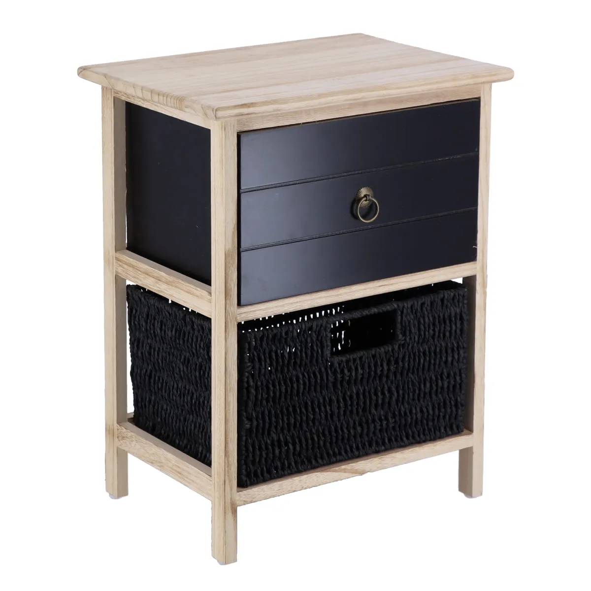 98213103 CORP MOBILIER MDF 1 SERTAR / 1 COȘURI DEPOZITARE - NEGRU / NATURAL | MOBILIER DEPOZITARE BAIE - imagine 1