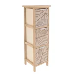 Corp mobilier MDF cu 3 coșuri gravate 77x25x25 cm - Alb/Natural | Mobilier depozitare baie