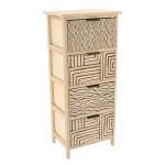 Corp mobilier MDF cu 4 coșuri mânere metalice 86x37,5x27,5 cm - Natural/Negru | Mobilier depozitare baie