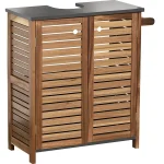 Mobilier pentru lavoar din LEMN/MDF cu 2 uși/1 raft interior/suport pentru prosop pe lateral 70x30x66 cm - Acacia | Mobilier depozitare baie