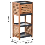 Mobilier baie MDF/ACACIA 1 ușă/2 rafturi 83x30x36,5 cm - Negru / Acacia | Mobilier depozitare baie - imagine 2