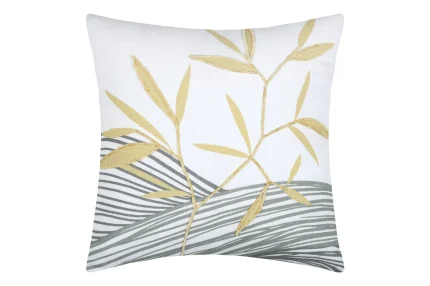 Pernă decorativă Yuki 40X40 cm, culoare muștar/gri, 100% bumbac - imagine 4