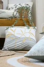 Pernă decorativă Yuki 40X40 cm, culoare muștar/gri, 100% bumbac - imagine 6