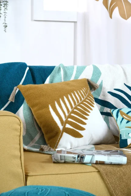 Pernă decorativă Aloha 40X40 cm, culoare muștar/bej, 55% bumbac 45% poliester - imagine 2