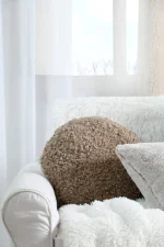 Pernă decorativă Cosylife Diam 40, culoare greige, 100% poliester - imagine 6