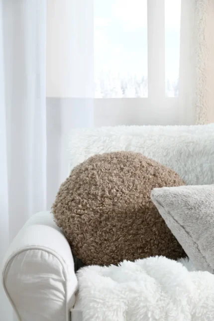 Pernă decorativă Cosylife Diam 40, culoare greige, 100% poliester - imagine 6