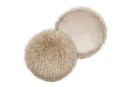 Pernă decorativă Cosylife Diam 40, culoare bej, 100% poliester - imagine 2