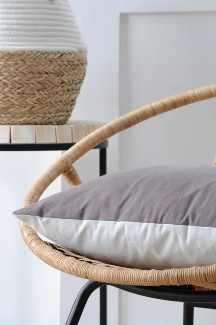 Pernă decorativă Duo 50X50 cm, culoare gri/perlă, 100% bumbac - imagine 5