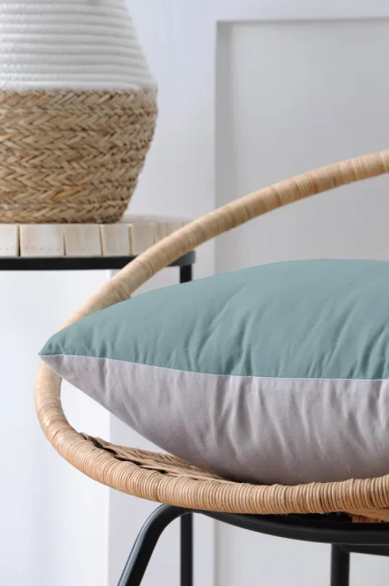 Pernă decorativă Duo 50X50 cm, culoare bleu/perlă, 100% bumbac - imagine 4