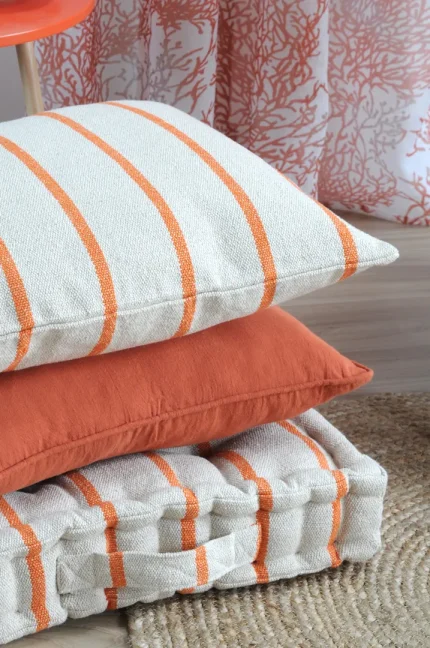 Pernă decorativă St Trop 50X50 cm, culoare alb/coral, 100% bumbac - imagine 3