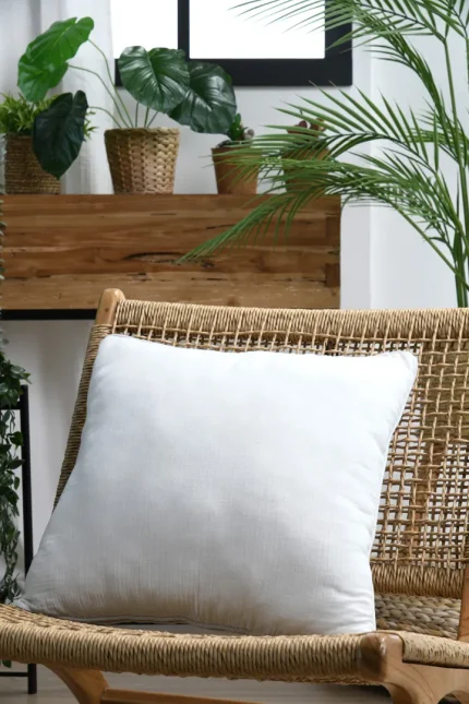 Pernă decorativă Coline 45X45 cm, culoare crem, 100% bumbac - imagine 6