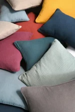 Pernă decorativă Coline 45X45 cm, culoare vișiniu, 100% bumbac - imagine 5