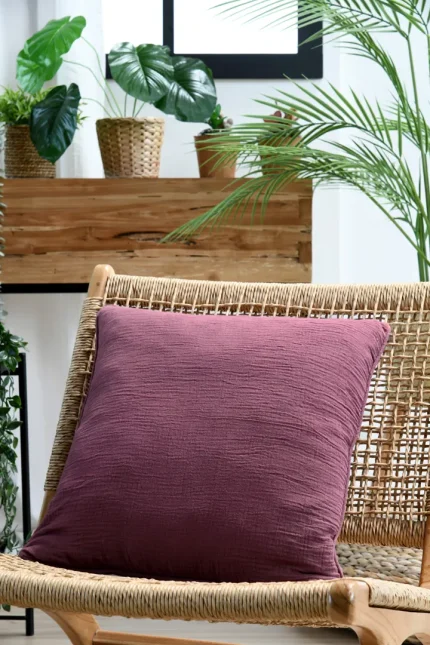 Pernă decorativă Coline 45X45 cm, culoare vișiniu, 100% bumbac - imagine 6