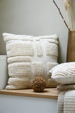 Pernă decorativă Balma 45X45 cm, culoare crem, 100% bumbac - imagine 2