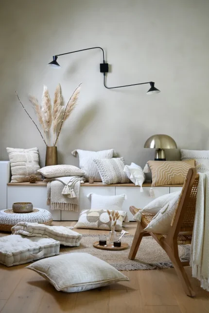 Pernă decorativă Balma 45X45 cm, culoare alb, 100% bumbac - imagine 5