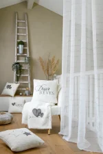 Pernă decorativă Doureve 45X45 cm, culoare natural, 100% poliester - imagine 5