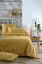 Cearșaf cu elastic Elysee 90X190 cm, culoare muștar, 100% bumbac - imagine 7