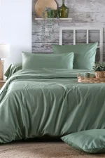 Cearșaf cu elastic Elysee 90X190 cm, culoare verde, 100% bumbac OEKO TEX - imagine 7