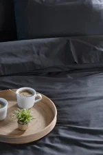 Cearșaf cu elastic Elysee 90X190 cm, culoare antracit, 100% bumbac - imagine 2