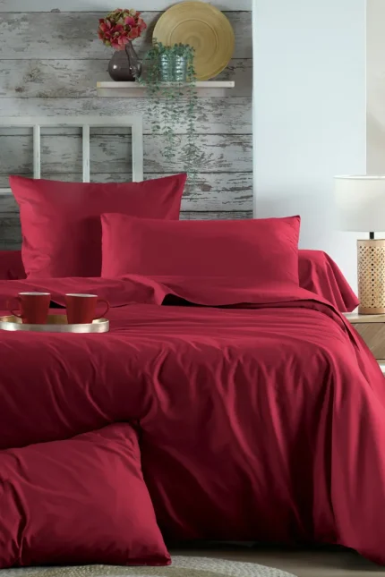 Cearșaf cu elastic Elysee 90X190 cm, culoare roșu, 100% bumbac - imagine 6