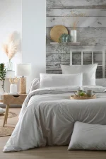 Cearșaf cu elastic Elysee 160X200 cm, culoare gri deschis, 100% bumbac OEKO TEX - imagine 2