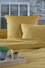 Cearșaf cu elastic Elysee 160X200 cm, culoare muștar, 100% bumbac - imagine 4