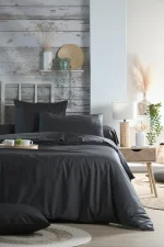 Cearșaf cu elastic Elysee 160X200 cm, culoare antracit, 100% bumbac OEKO TEX - imagine 2