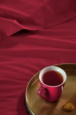 Cearșaf cu elastic Elysee 160X200 cm, culoare roșu, 100% bumbac - imagine 3