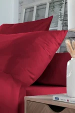 Cearșaf cu elastic Elysee 160X200 cm, culoare roșu, 100% bumbac - imagine 4