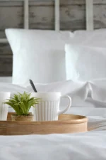 Cearșaf cu elastic Elysee 180X200 cm, culoare alb, 100% bumbac - imagine 3