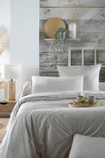 Cearșaf cu elastic Elysee 180X200 cm, culoare Gri deschis, 100% bumbac OEKO TEX - imagine 3