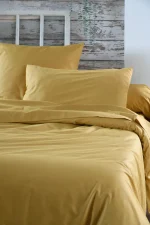 Cearșaf cu elastic Elysee 180X200 cm, culoare muștar, 100% bumbac - imagine 5