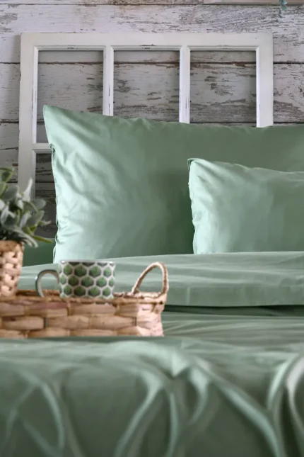 Cearșaf cu elastic Elysee 180X200 cm, culoare gri verde, 100% bumbac - imagine 3