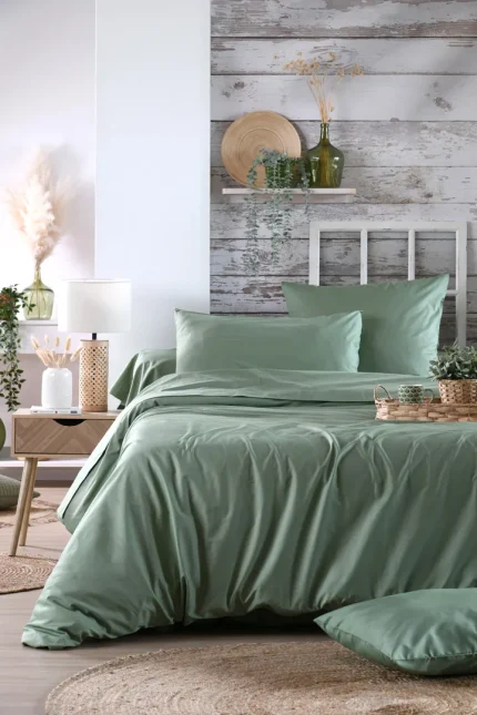 Cearșaf cu elastic Elysee 180X200 cm, culoare gri verde, 100% bumbac - imagine 7