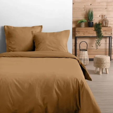 Cearsaf de pilotă Eden pat dublu 240X220 cm, culoare Mustar, 100% bumbac OEKO TEX