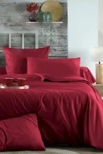 Cearsaf de pilotă Elysee pat dublu 240X220 cm, culoare Rosu, 100% bumbac OEKO TEX