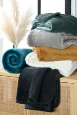 Pătură Michigan 130X160 cm, culoare verde, 100% poliester - imagine 3