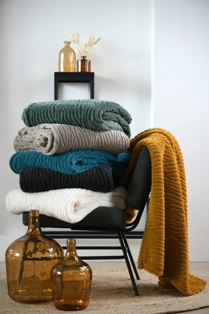 Pătură Columbia 130X160 cm, culoare antracit, 100% poliester - imagine 3