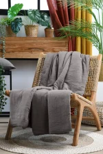 Pătură Coline 125X150 cm, culoare Greige, 100% bumbac