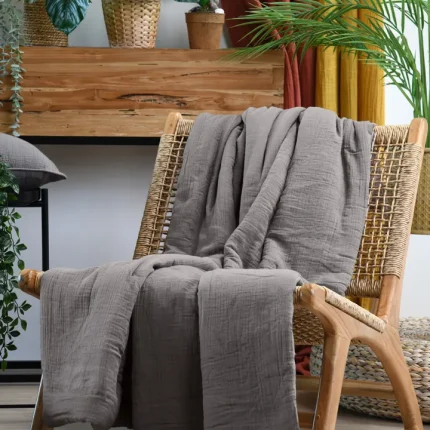 Pătură Coline 125X150 cm, culoare Greige, 100% bumbac