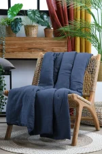 Pătură Coline 125X150 cm, culoare Albastru, 100% bumbac