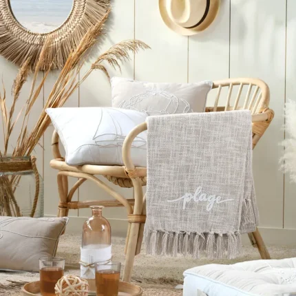 Pătură Dunes 125×150 cm, culoare Natural, 55% bumbac, 45% poliester