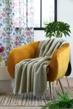 Pătură Emmy 130X150 cm, culoare gri/verde, 100% poliester - imagine 4